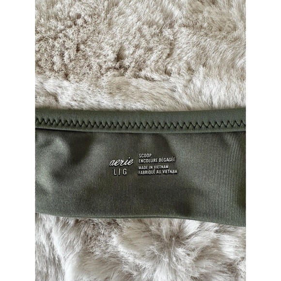 Aerie Sage Green Wrap Halter Bikini Top, Large Excellent Padded Boho - Picture 2 of 6